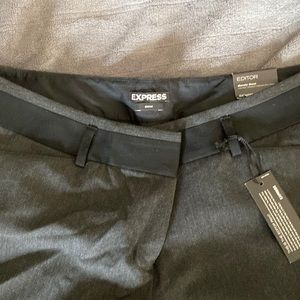 NWT Express Editor Pant size 12r charcoal gray with black accents